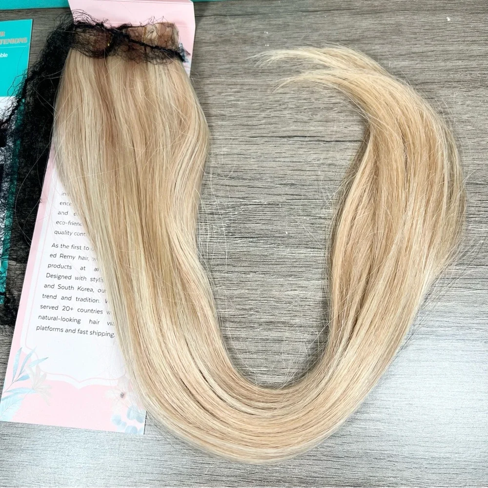 Platinum Highlight Golden Blonde Remy Human Hair Seamless Micro Ring Extensions
